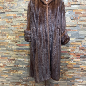 Mahogany Mink Swing Coat with Rolled Cuffs, Size M