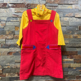 Red Corduroy Pencil Trim Jumper w/Yellow Turtleneck, Size 4T