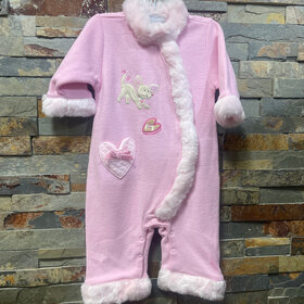 Pink Puppy Coverall with Faux Fur Trim, Size 3M