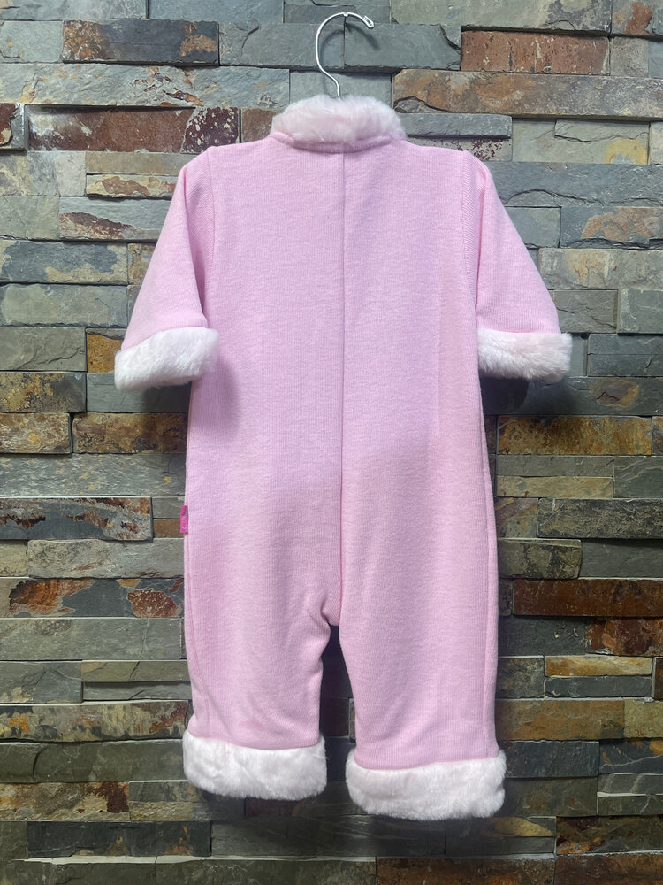 Pink Puppy Coverall with Faux Fur Trim, Size 3M
