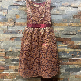 Burgundy with Copper Lace Overlay Dress