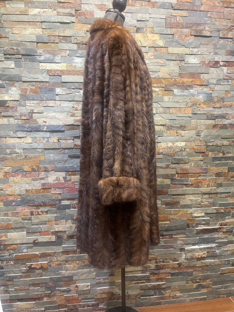 Dark Ranch Mink Paw Swing Coat, Size L