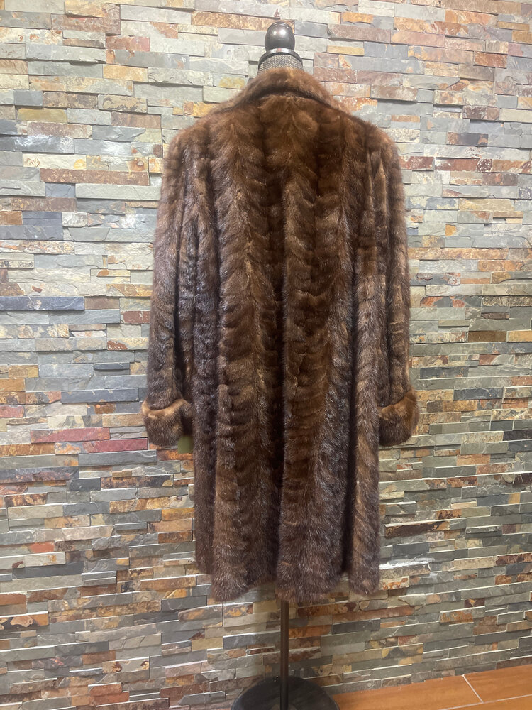 Dark Ranch Mink Paw Swing Coat, Size L