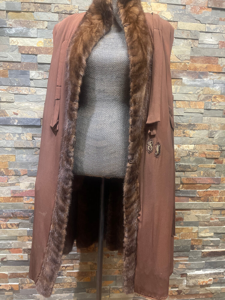 Dark Ranch Mink Paw Swing Coat, Size L