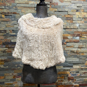Tan Rabbit Poncho with Collar, O/S