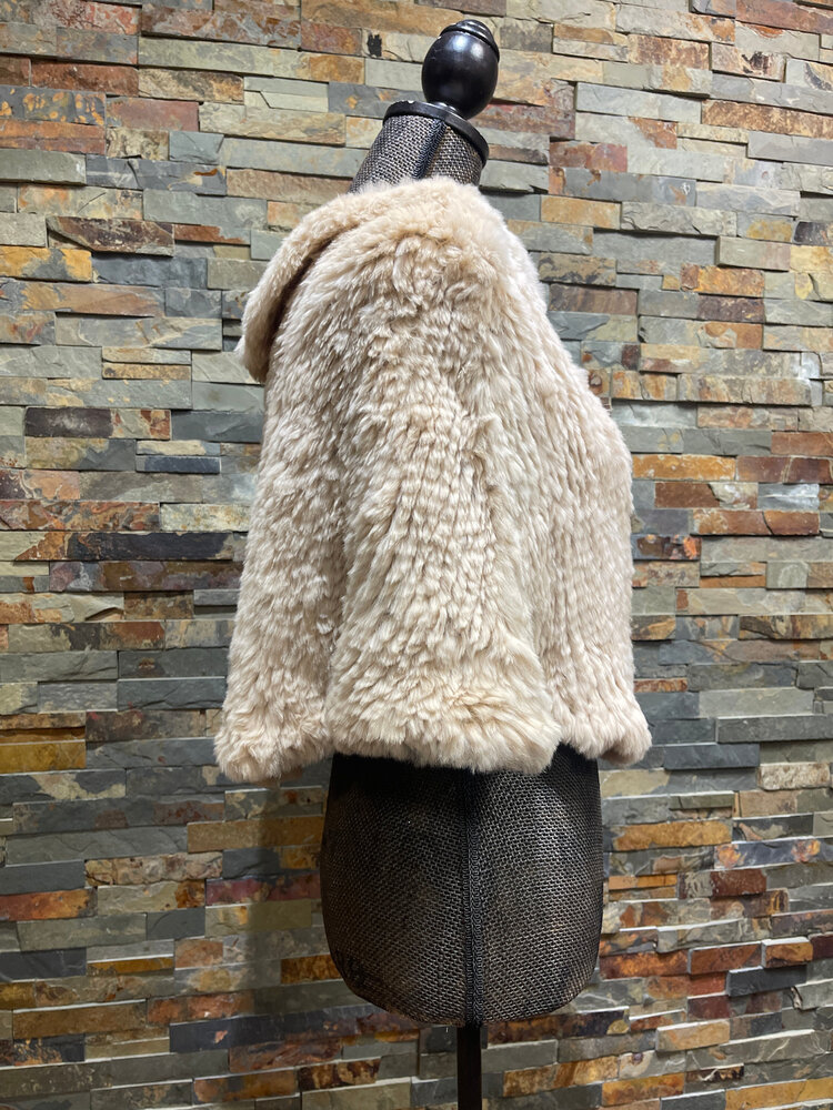 Tan Rabbit Poncho with Collar, O/S