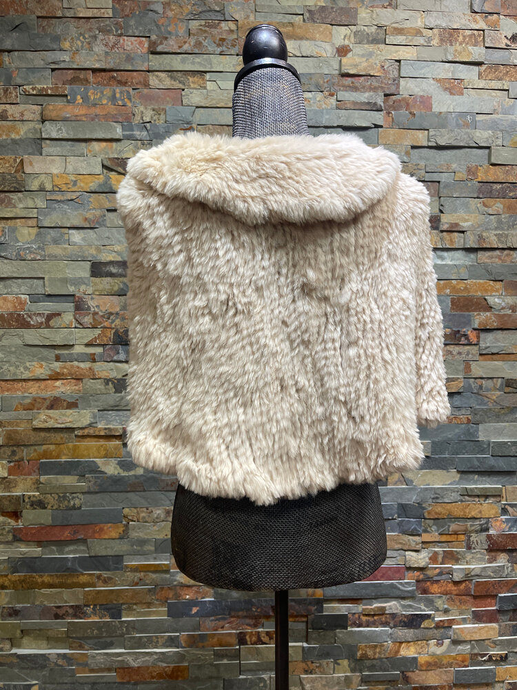 Tan Rabbit Poncho with Collar, O/S