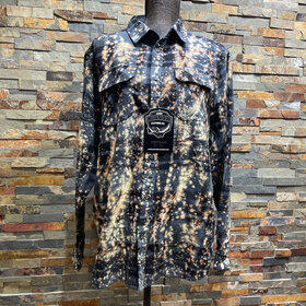 Bleached Blue Buffalo Plaid Let's Drink Beer & Judge People Flannel Shirt, Size L