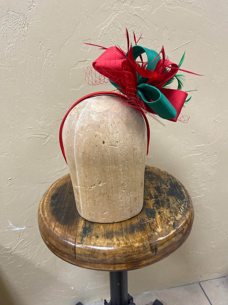 Wona Trading Red and Green Fascinator with Clip and Headband, O/S