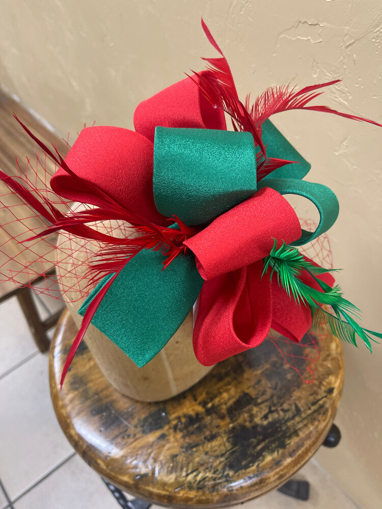 Wona Trading Red and Green Fascinator with Clip and Headband, O/S