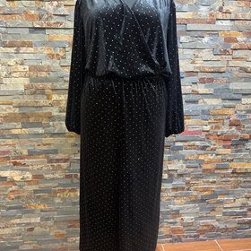 Lane Bryant Gold Studded Black Velvet Jumpsuit, Size 5X