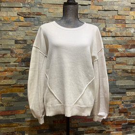 M & F Western Products Ecru Oversized Crew Neck Knit Pullover Top