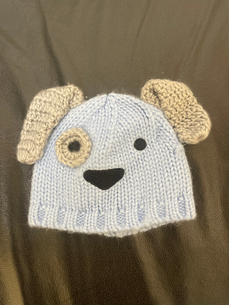Baby Blue Puppy Hat, Size 0-3M