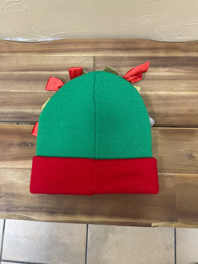 Red & Green Deck the Halls Bow Cap, O/S