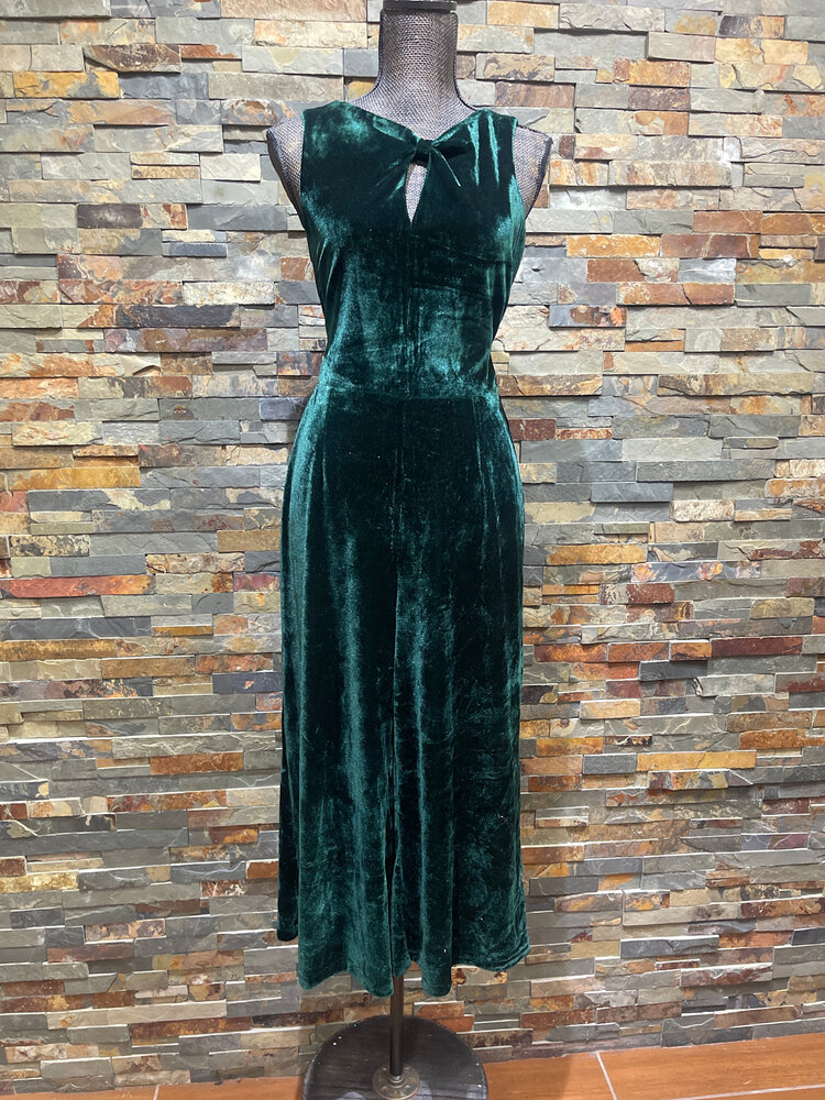Adelyn Rae Hunter Green Velvet Jumpsuit, Size M