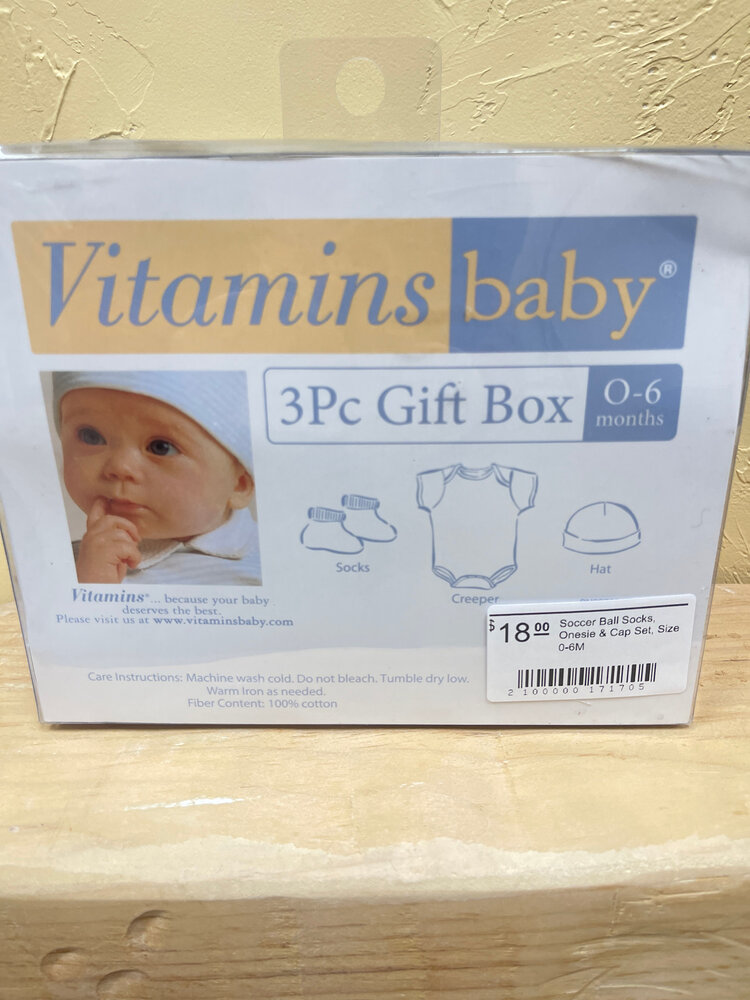 Soccer Ball Socks, Onesie & Cap Set, Size 0-6M
