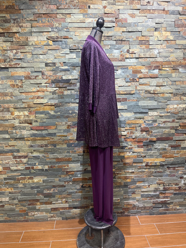 R & M Richards Eggplant 2 Piece Pant Set