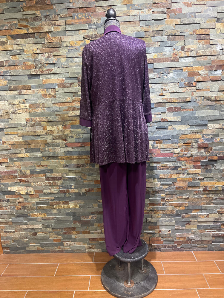 R & M Richards Eggplant 2 Piece Pant Set