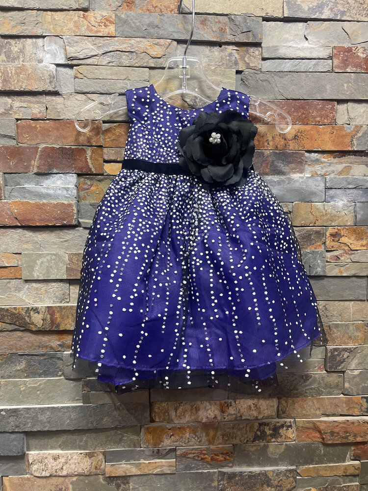 Purple Baby Sequin Icicle Glitter Mesh Dress