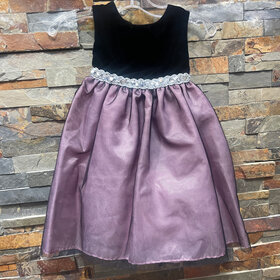 Black Velvet with Pink and Mesh Overlay Dress