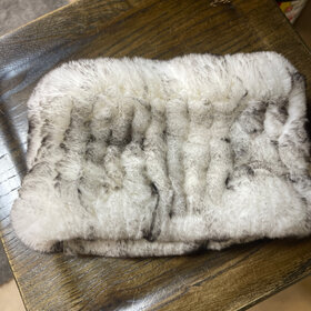 White with Black Tipped Knitted Rabbit Headband