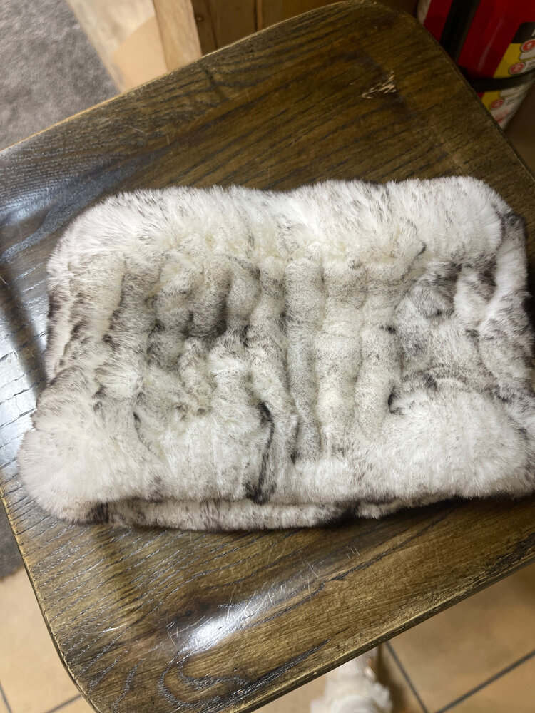 White with Black Tipped Knitted Rabbit Headband