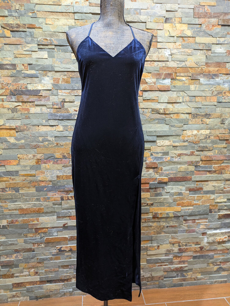 Bardot Navy Velvet Spaghetti Strap Backless Dress, Size 8