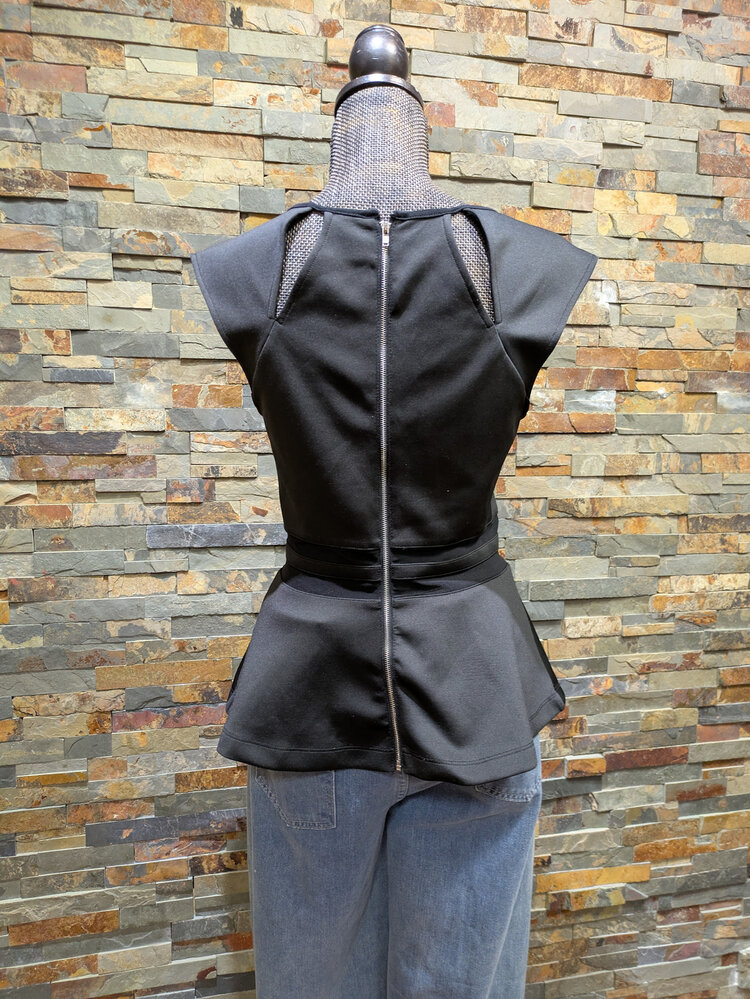 Guess Black Top with Shear Neck and Waistline, Size M