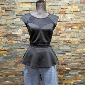 Guess Black Top with Shear Neck and Waistline, Size M