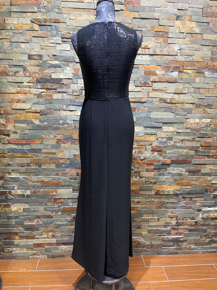 Ralph Lauren Black Sequin Mesh Top with a Black Skirt Gown, Size 2
