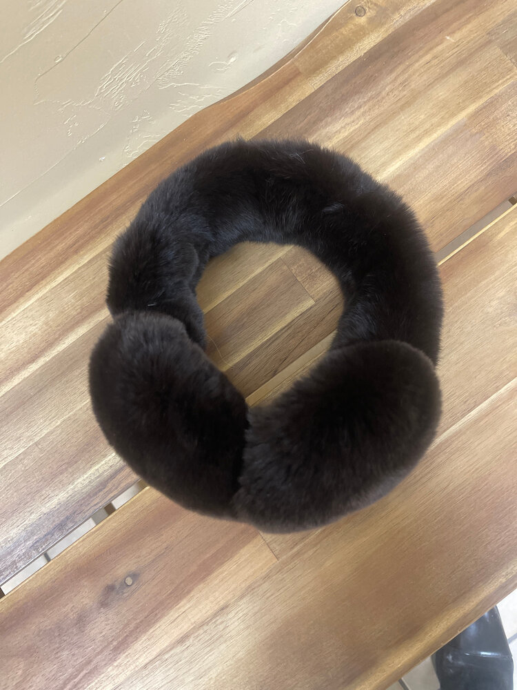 Brown Rabbit Fur Ear Muffs, O/S