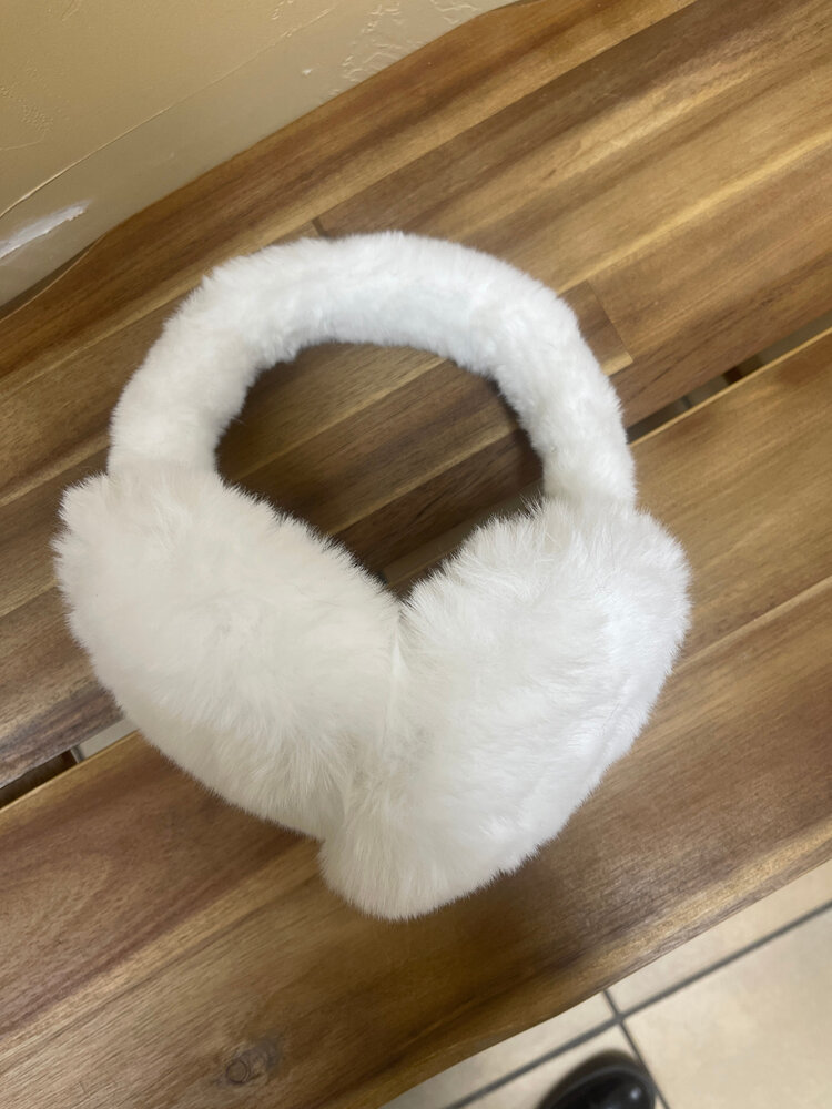 White Faux Fur Ear Muffs, O/S