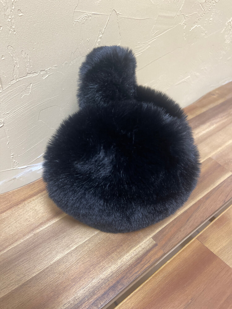 Black Faux Fur Ear Muffs, O/S