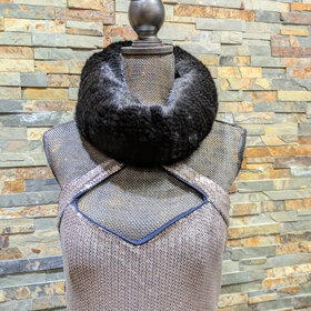 Black Knitted Mink Cowl, Size O/S