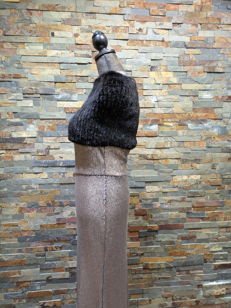 Black Knitted Mink Cowl, Size O/S
