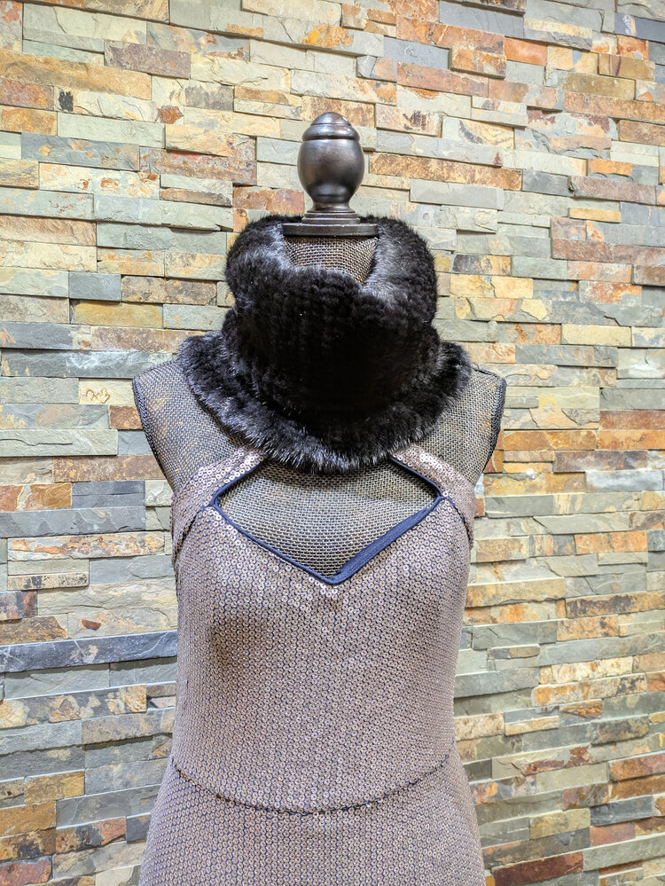 Black Knitted Mink Cowl, Size O/S