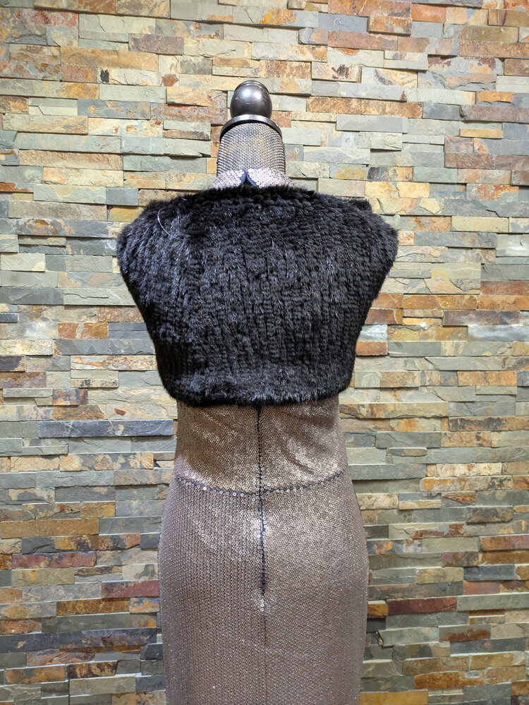 Black Knitted Mink Cowl, Size O/S
