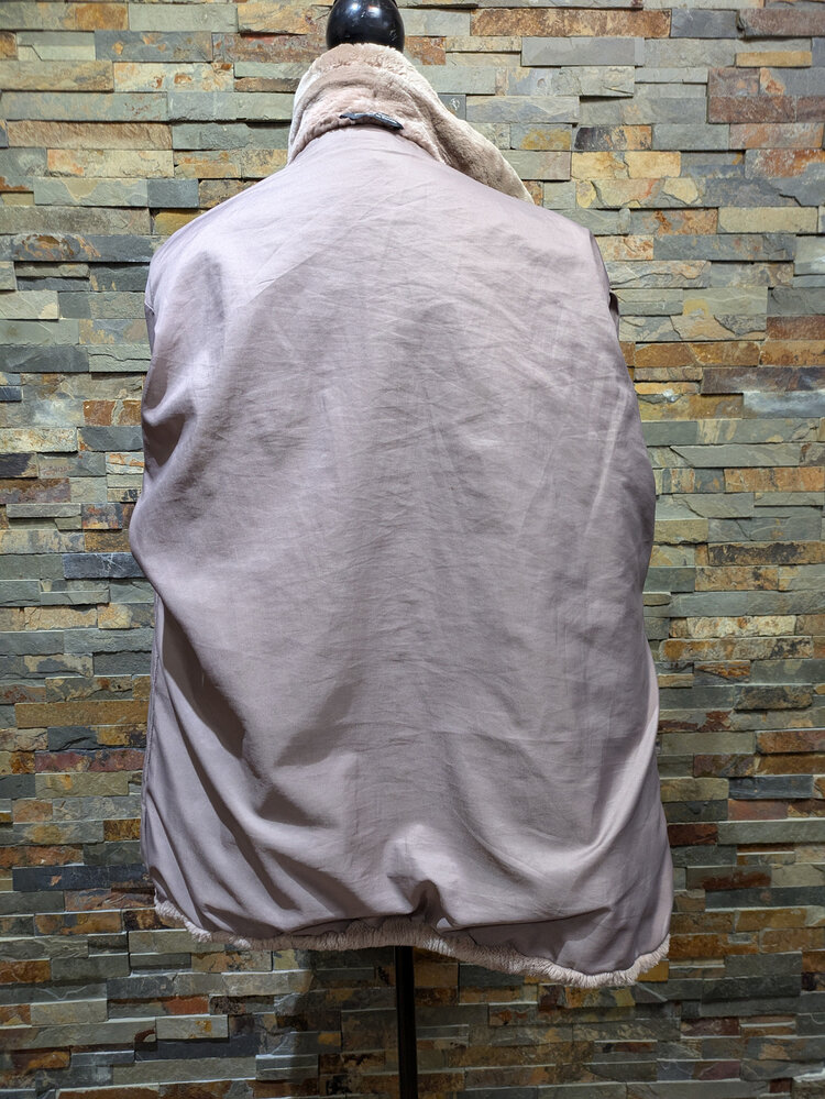 Dusty Mauve Sheared Beaver Bomber Jacket, Size L