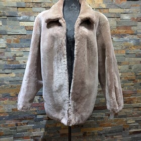 Dusty Mauve Sheared Beaver Bomber Jacket, Size L