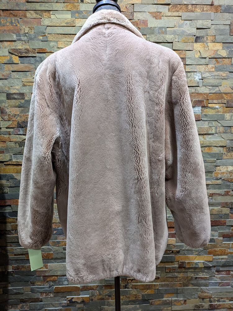 Dusty Mauve Sheared Beaver Bomber Jacket, Size L