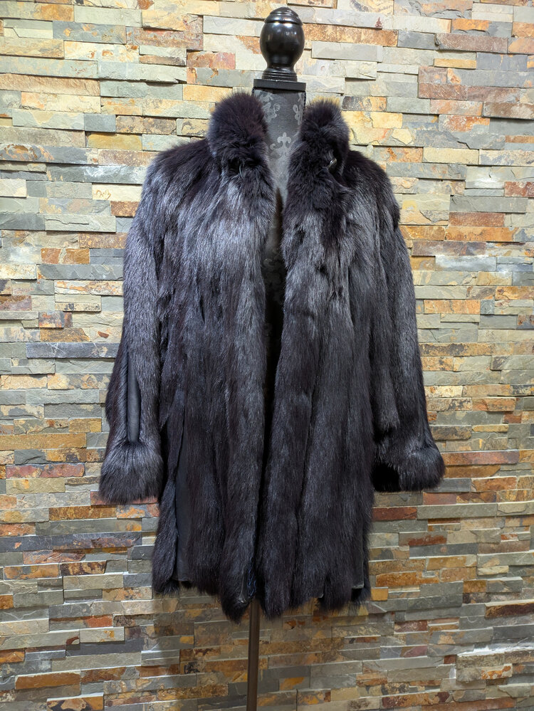 Saga Fox Black Fox Corded Jacket with Dolman Sleeves, Size L