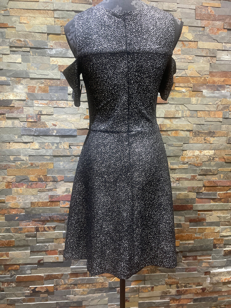 Aqua Black Stretchy Sparkly Cold Shoulder Dress Size M