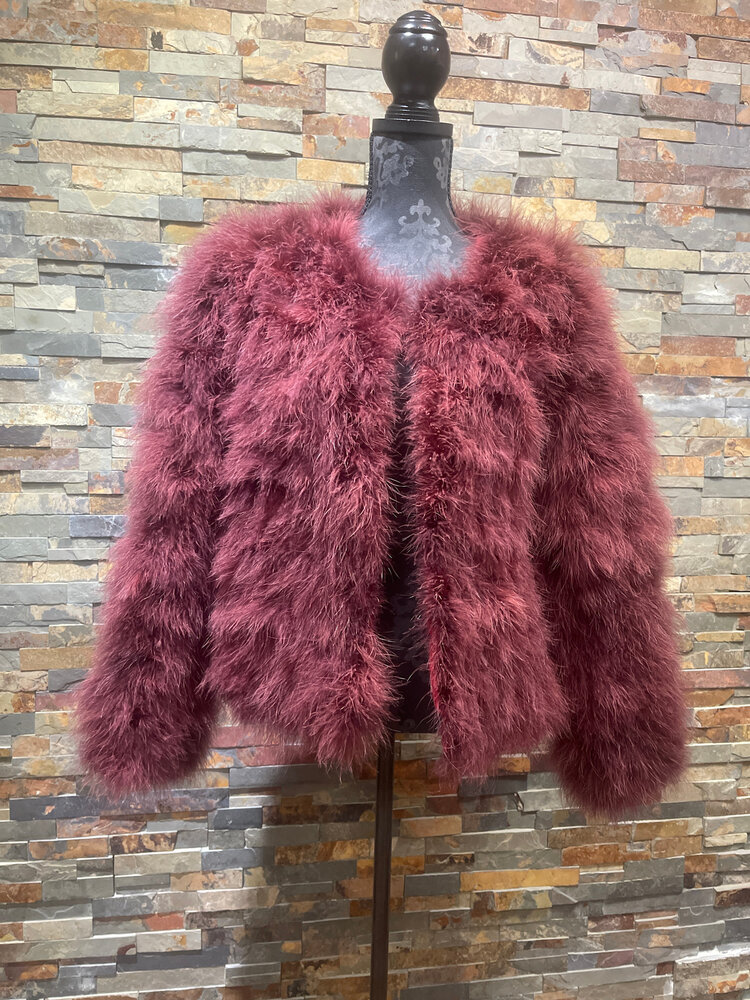 Burnt Orange Turkey Feather Jacket Size L