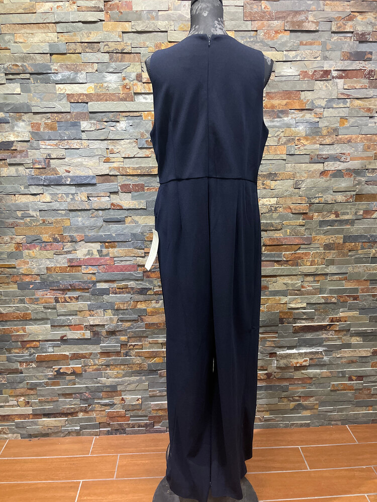 Adrianna Papell Midnight Crepe Halter Jumpsuit Size 16