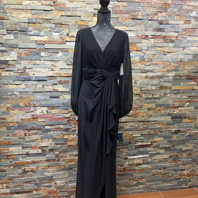 Adrianna Papell Black Jersey Chiffon Combo Jumpsuit Size 10