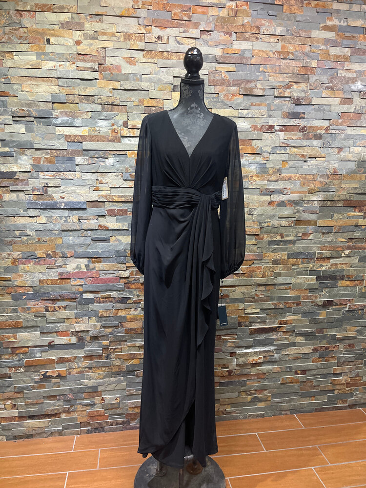 Adrianna Papell Black Jersey Chiffon Combo Jumpsuit Size 10