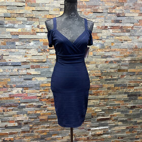 Guess Navy Blue Stretchy Cold Shoulder Bodycon Dress Size 4
