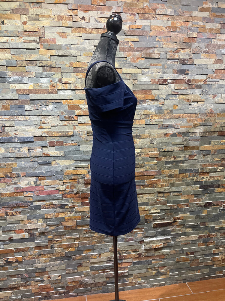 Guess Navy Blue Stretchy Cold Shoulder Bodycon Dress Size 4