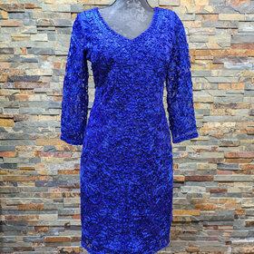 Sue Wong Royal Long Sleeve w/ Ribbon and Bead Embellishments Dress, Size 8