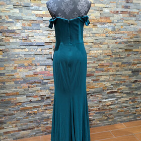 Xscape Teal Off the Shoulder Gown, Size 8